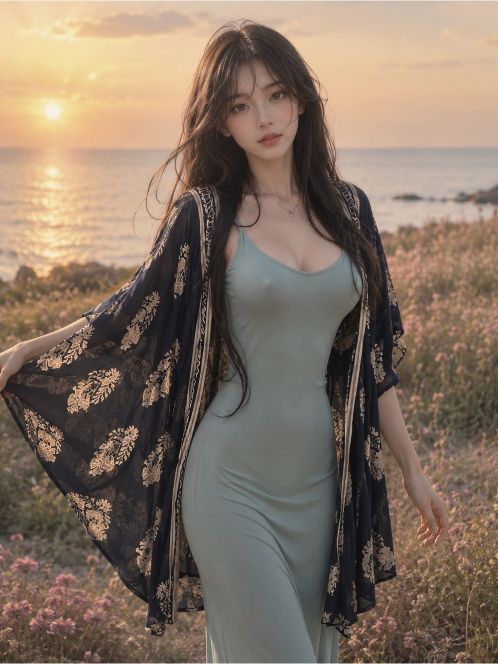 Draped in Daydreams Free-Spirit Boho Gauzy flowing Kimono Cardigan coverup